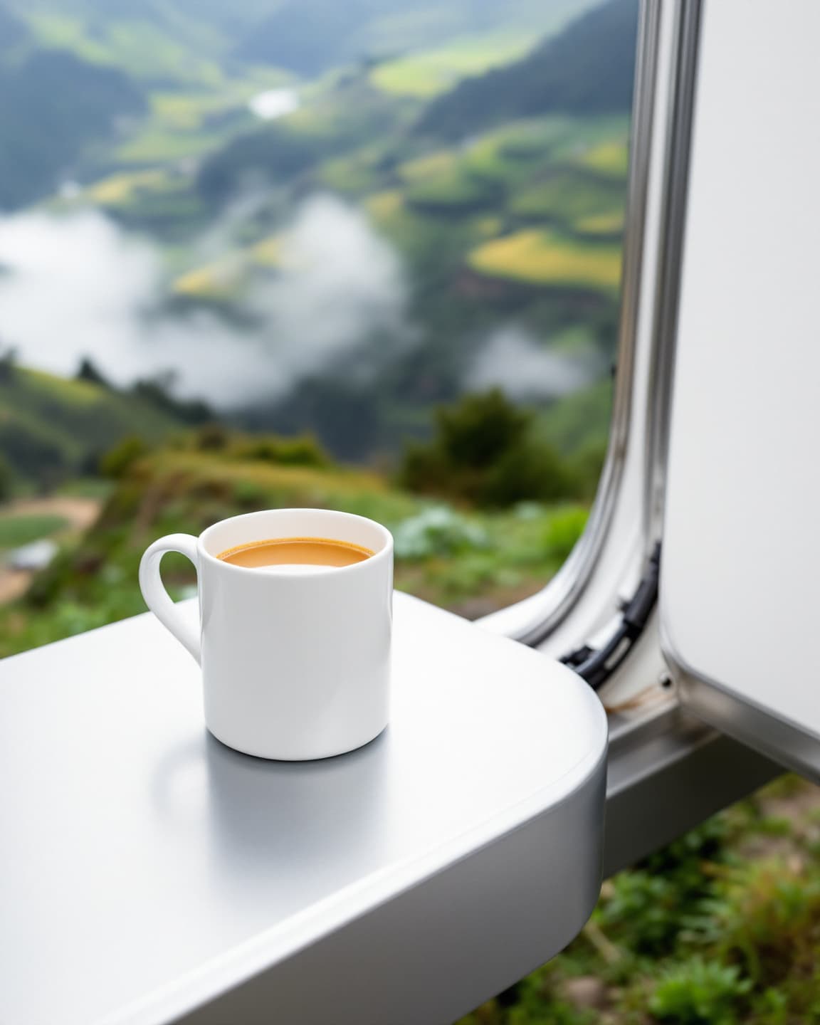 قهوة على عتبة الكرفانة · Coffee on the caravan step